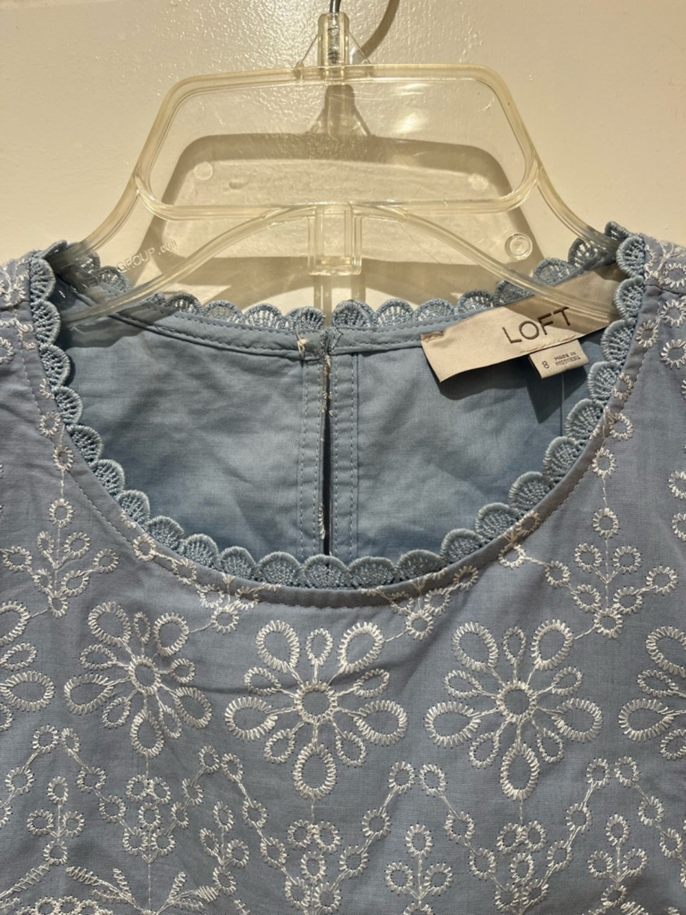 NWT LOFT Light Blue Maxi Skirt and Top with Lace Embroidery Scalloped Hem Set - Picture 14 of 16